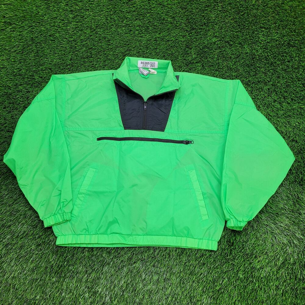 VTG 90s Seattle-Blues Anorak Windbreaker M 23x25 Neon Green Baggy Seattle-Blues